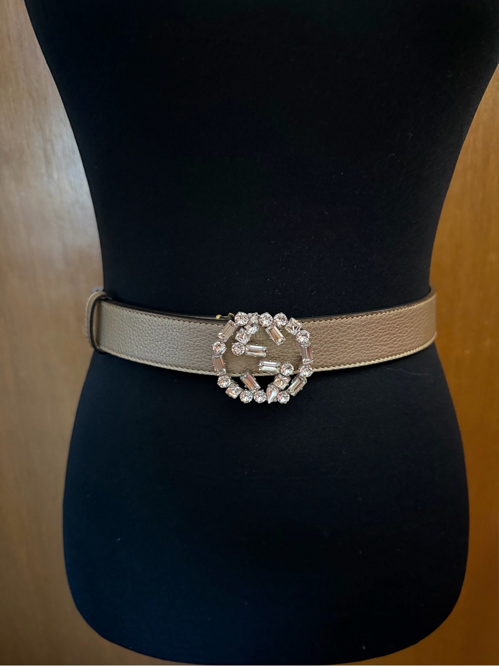 Authentic Gucci Leather Interlocking GG Crystal Embellished Belt ✨